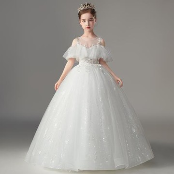兒童禮服高端女童婚紗花童生日公主裙鋼琴演出服小女孩主持人走秀