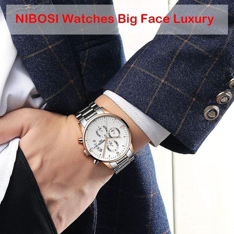 NIBOSI 腕時計 メンズ ビジネス うで時計 ビッグフェイス クロノグラフ ブランド アナログ おしゃれ カジュアル メタルバンド ステ |  LINEショッピング