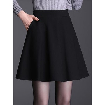 毛呢a字短裙女秋冬2025新款百褶裙高腰裙子顯瘦防走光半身裙半裙