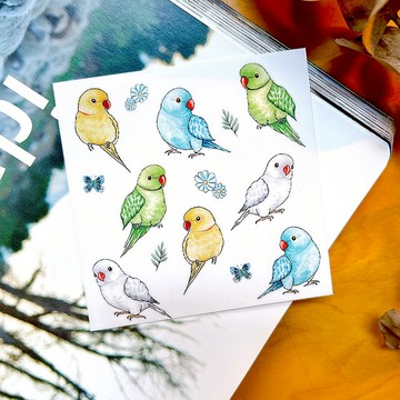 紋身貼紙 / 月輪鸚鵡紋身轉印貼紙