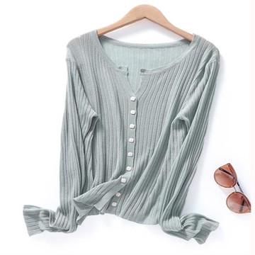 亞麻針織衫女圓領開衫短款外搭罩衫超薄款春夏長袖寬松優雅防曬衫