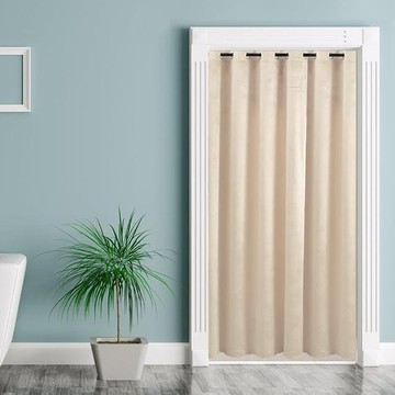 巴芙洛 歐式風格 荷蘭絨穿桿式門簾  130 x 200cm  米色