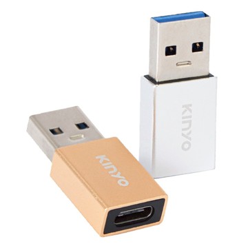 Kinyo USB 3.0公轉Type-C母轉接頭 雙入組  白色 + 金色  1組