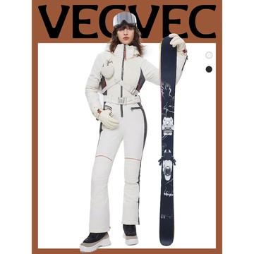 【官方正品】VECVEC鹅绒连体滑雪服 双板女款保暖滑雪服 防风防水加厚連體滑雪服 羽绒身显瘦雪服 女士滑雪服連體