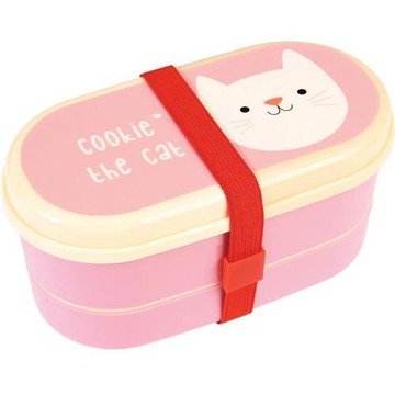 《Rex LONDON》餐具+雙層兒童便當盒(貓咪)