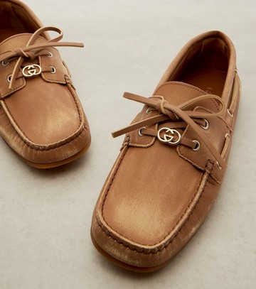 Gucci GG leather boat shoes