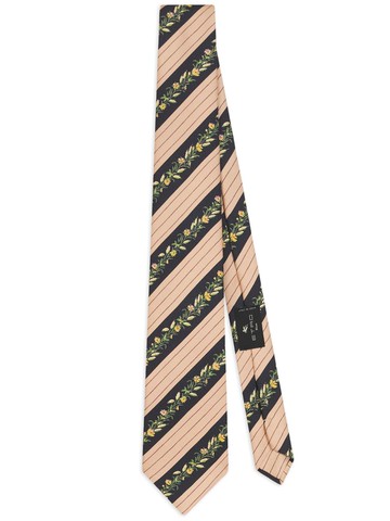 ETRO - floral-print striped silk tie - men - Silk - One Size - Blue