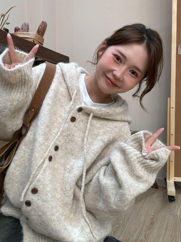 連帽毛衣開衫外套女秋冬季加厚韓系穿搭寬松慵懶風針織衫軟糯上衣【淘夢屋】