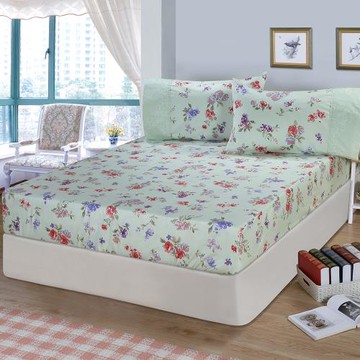 FITNESS 精梳棉單人床包+枕套二件組-穠芳(綠)