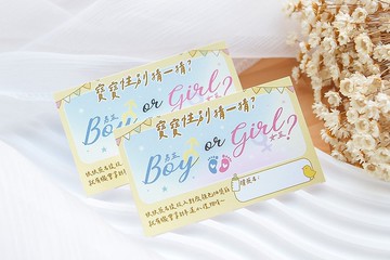 寶寶性別猜猜卡 性別派對 活動卡 //性別揭曉  懷孕 男生 女生