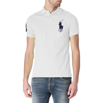 美國百分百【全新真品】Ralph Lauren Polo衫 RL 短袖 網眼 大馬 素面 白色 深藍馬 男 女 XXS XS號 B003