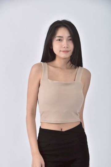 (S) 【粿粿私服】2 two day質感修身短版針織方領背心棕色上衣