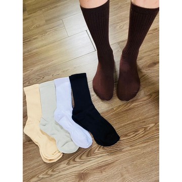 純棉抗菌防臭中筒襪春夏吸汗透氣素色中筒襪子