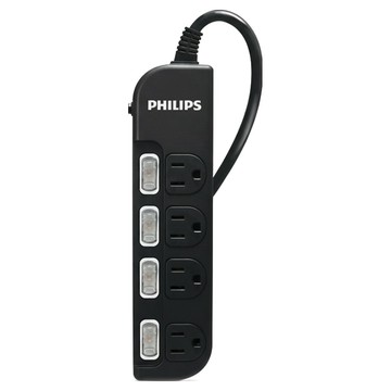 PHILIPS 飛利浦 4開4座延長線 CHP3444BA/96  1.8m  黑色  1條