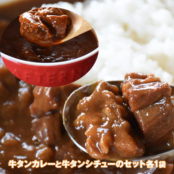 牛タンカレーと牛タンシチューのセット (各１袋) レトルト食品  メール便 送料無料 クリスマス 御歳暮 お歳暮 ギフト