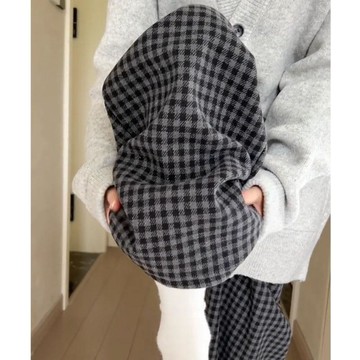 已售9642件💖赤道少女 高腰休閒褲 運動褲 秋季 黑灰色格子褲 直筒褲 闊腿褲 女生褲子 休閒 百搭 寬鬆 長褲子