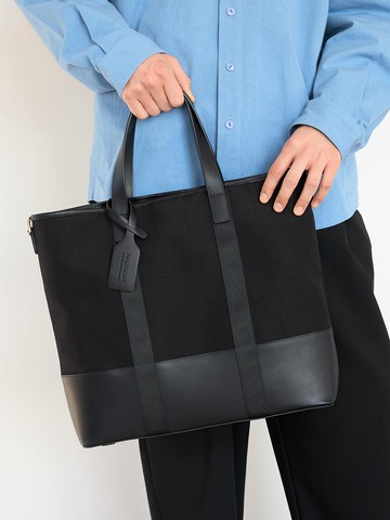 Dual Top Canvas Tote Bag_Black