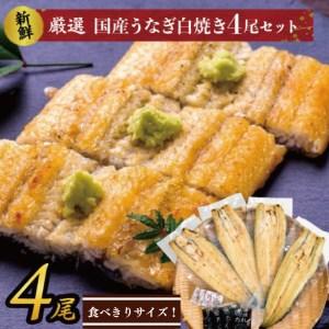 ふるさと納税 AD-128 食べきりサイズ！国内産うなぎの白焼（酒蒸し）4尾　計460g以上 茨城県行方市