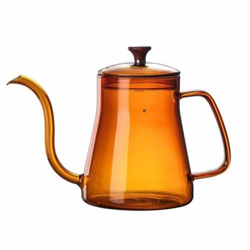 復古彩色琥珀色咖啡分享壺 高硼硅無鉛玻璃手沖咖啡壺 細口壺