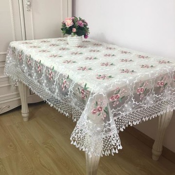 桌布蕾絲茶幾桌布輕奢高級感冰箱洗衣機電視蓋巾防塵罩蓋布防塵布