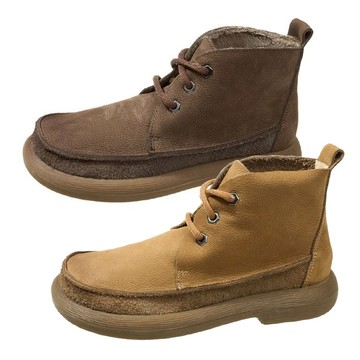 【白鳥麗子】【35-42全尺碼】馬丁靴 韓風復古皮革繫帶厚底方頭短筒靴 店長推薦