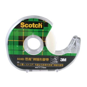 3M Scotch小管芯隱形膠帶/810D/1/2吋/12mmx32.9M/附膠帶台