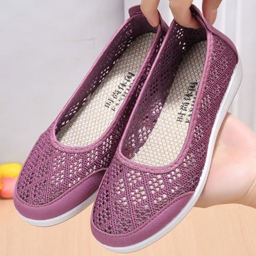 老北京布鞋女中年夏季薄款媽媽鞋防滑軟底奶奶網鞋透氣網面老人鞋