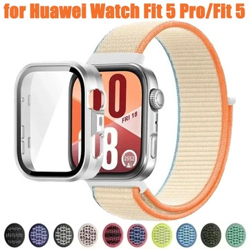 適用於華為 Watch Fit 5 Pro/Fit 5/Fit 4 Pro/Fit 4 編織帶保護套的 PC 外殼 +