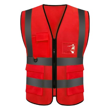 中防安衛 多功能透氣安全反光背心 螢光紅 舒適 多口袋設計 高能見度反光條  1件  適用於105公斤以下