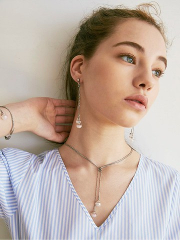 絲帶串雪球耳環