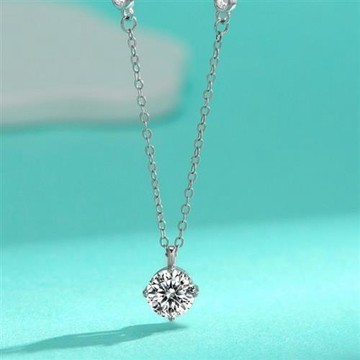 【米蘭精品】現貨+預購 頂級莫桑鑽石項鍊925純銀女項鍊鎖骨鍊項鏈情人節禮物-四爪泡泡簡約氣質2款74lq64