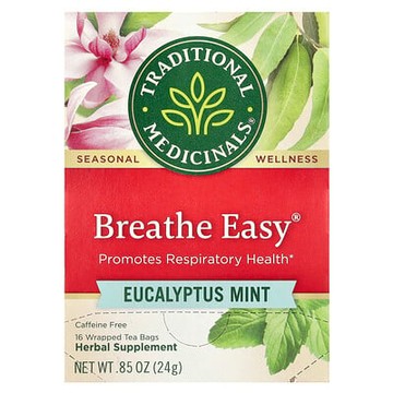 Traditional Medicinals, 自由呼吸，尤加利薄荷，無咖啡萃取，16 獨立茶包，0.85 盎司（24 克）