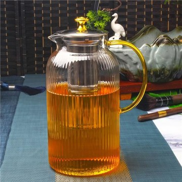 超大玻璃茶壺大容量泡茶壺耐高溫家用餐廳專用茶水分離熱水網紅壺