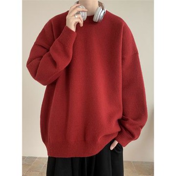 日系復古慵懶風毛衣男秋季潮牌高街百搭情侶上衣高級感內搭打底衫