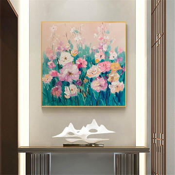 花語 手繪花卉裝飾畫肌理抽象畫餐廳客廳掛畫現代田園風治癒風