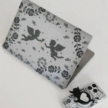 APIOU 薔薇蕾絲 MacBook 透明全包防刮保護殼 Air Pro 13/14/15/16 M4 M3 neo