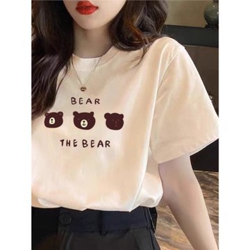 奶油色正肩短袖t恤女2025夏季新款洋氣減齡小衫寬松純棉體恤上衣