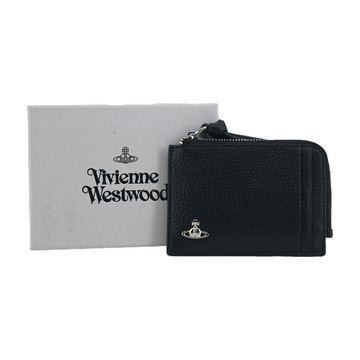 Vivienne Westwood 荔枝紋皮革拉鍊卡包-黑