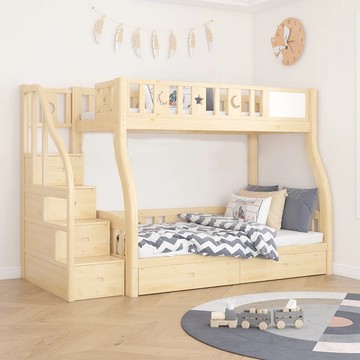 【HABABY環安家居】兒童雙層床 S腿階梯款-120床型 升級上漆版(上下鋪、床架、雙層床、兒童床架、台灣製)120床型