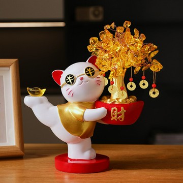 ??快速出貨 房間擺設 玄關收納 鑰匙收納 桌上收納招財貓水晶發財樹擺件玄關裝飾品開業送禮高檔新房喬遷新居禮品