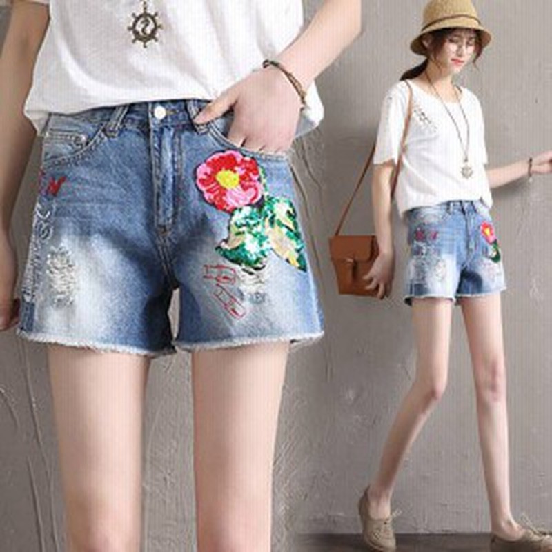 18新作春夏 レディースショートパンツ デニムショートパンツ花柄パンツ デニムダメージジーンズhh841 通販 Lineポイント最大1 0 Get Lineショッピング