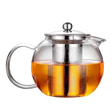 AHOYE 耐熱玻璃圓頂泡茶壺 650ml 透明色 安全耐用易清洗  1個