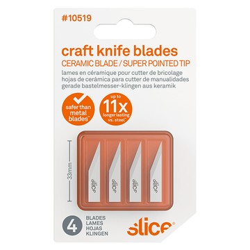 Slice 陶瓷筆刀替刃 尖形刀尖 直邊刀刃  32.8 x 6.15 x 0.8mm  4個