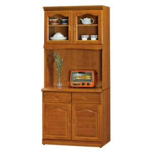 【MUNA 家居】967型樟木色2.7尺餐櫃/碗盤櫃(全組)