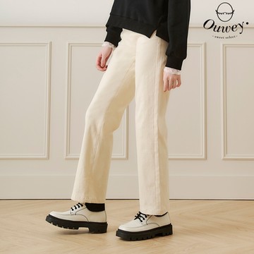 OUWEY歐薇 杏色心動小直筒牛仔褲(杏；S-L)