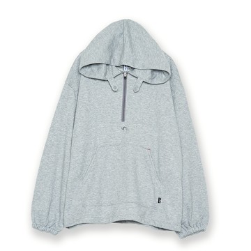 5th STREET｜山形｜女裝｜半開襟長袖連帽T｜麻灰色