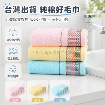 台灣出貨✨ 純棉毛巾 吸水不掉毛 成人洗脸巾 100%全棉 30x60cm 中号毛巾 家用面巾