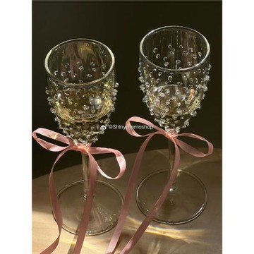 Shinymomo創意手作星光閃爍藝術寶石酒杯ins風香檳玻璃杯送人禮物