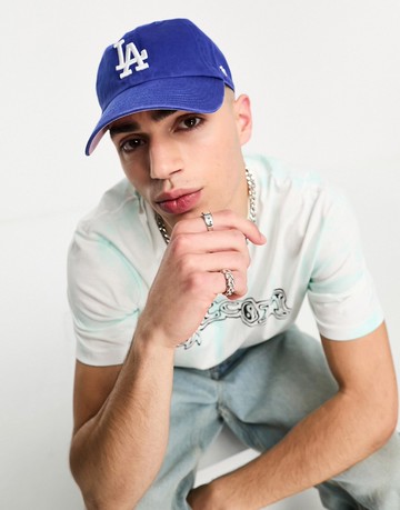 47 Brand LA Dodgers baseball cap in royal blue with logo and badge embroidery