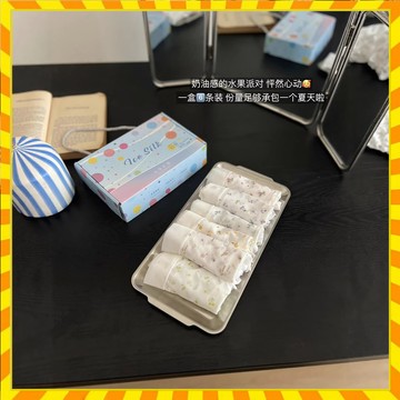 【六條禮盒裝】100A冰感內褲女 面膜內褲 水果派對薄款 無痕內褲 女士內褲 高彈透氣 抗菌面料 加長底襠 舒適貼身內褲